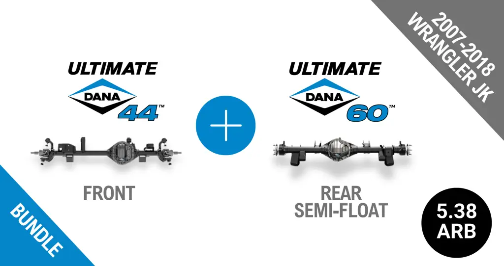 Jeep JK 5.38 Gear Ratio Bundle: Ultimate Dana 44™ Front - ARB Air Locking Differential (10048825) + Semi-Float Ultimate Dana 60™ Rear - ARB Air Locking Differential (SF-L60JK538A-69) - NON-RETURNABLE